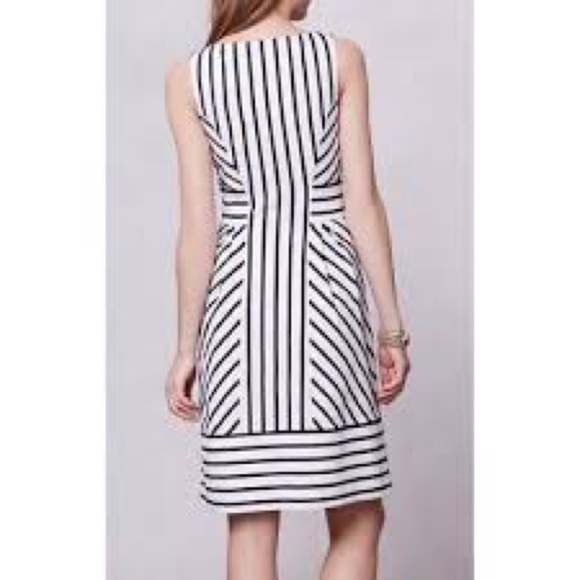 Anthropologie Maeve Chessia Navy Stripe Lace Dress Nautical Preppy Lace 2 - Picture 2 of 11